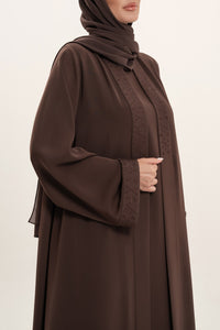 Classic Brown Hand-Embroidered Abaya