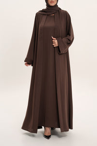 Classic Brown Hand-Embroidered Abaya Set