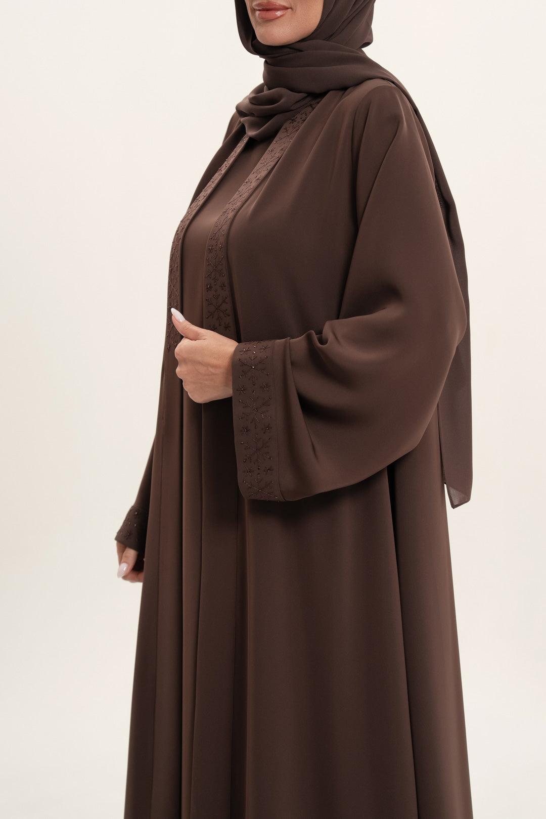 Classic Brown Hand-Embroidered Abaya