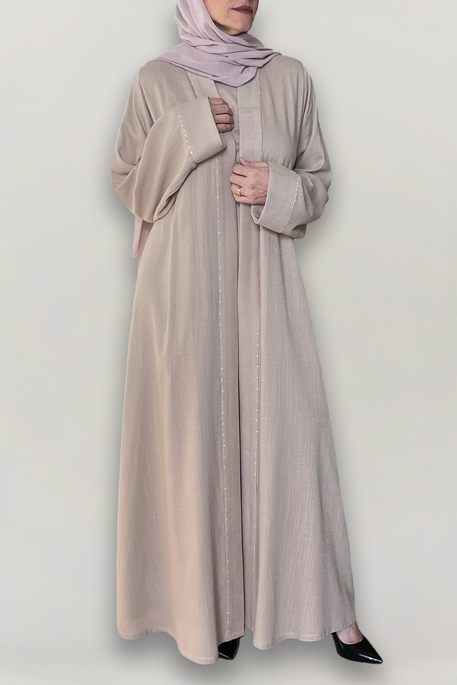 Classy Beige Linen Abaya