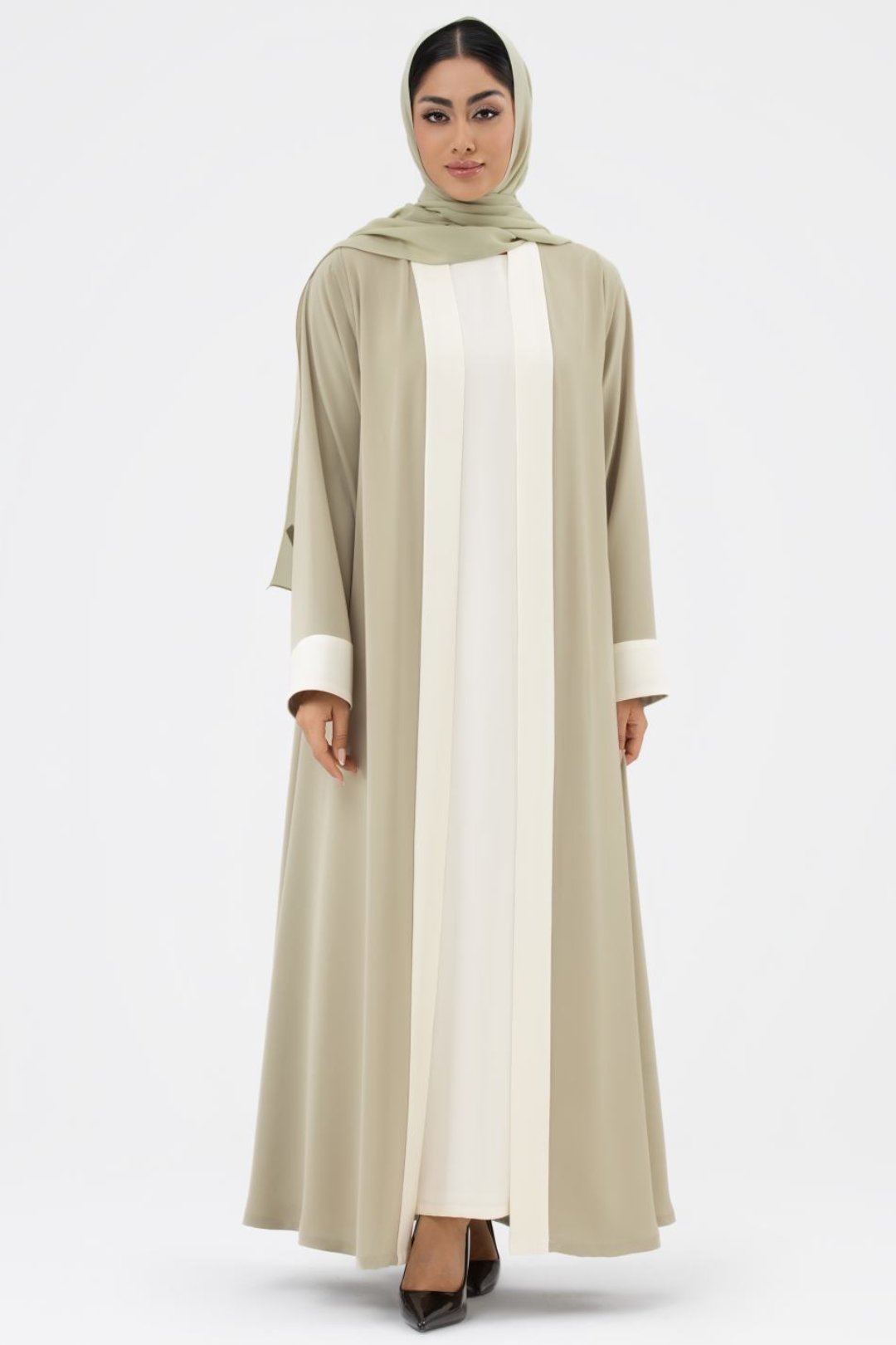 Two-toned Beige Colored Abaya