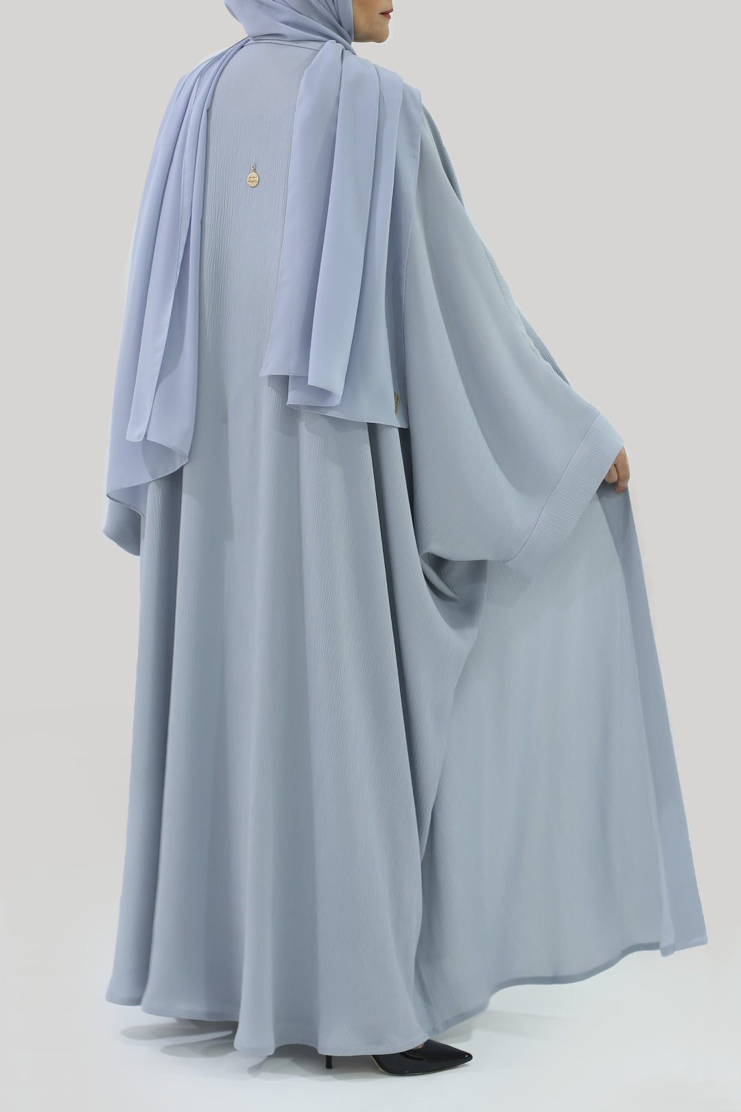 Crushed Baby Blue Bisht Abaya