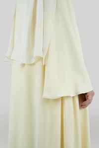 Thowby Simple Cream Velvet Winter Abaya