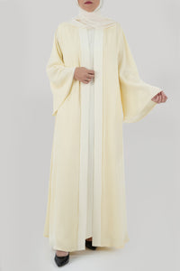 Thowby Simple Cream Velvet Winter Abaya