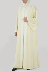 Thowby Simple Cream Velvet Winter Abaya