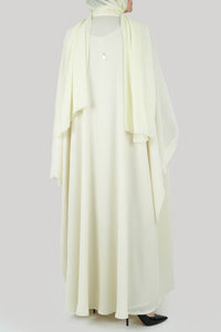 Crushed Cream Colored Bisht Abaya