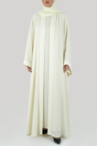 Crushed Cream Colored Bisht Abaya