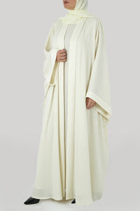 Crushed Cream Colored Bisht Abaya