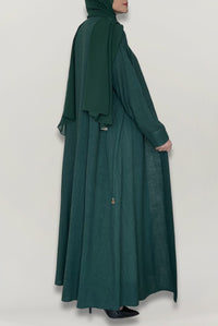 Modest Royal Green Linen Abaya