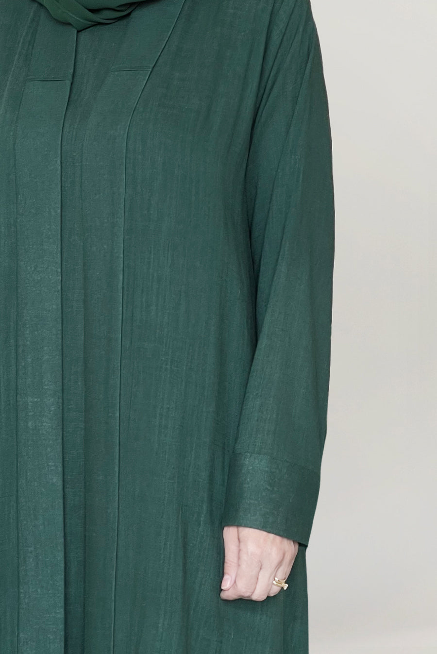 Modest Royal Green Linen Abaya