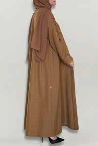 Classic Caramel Colored Linen Abaya