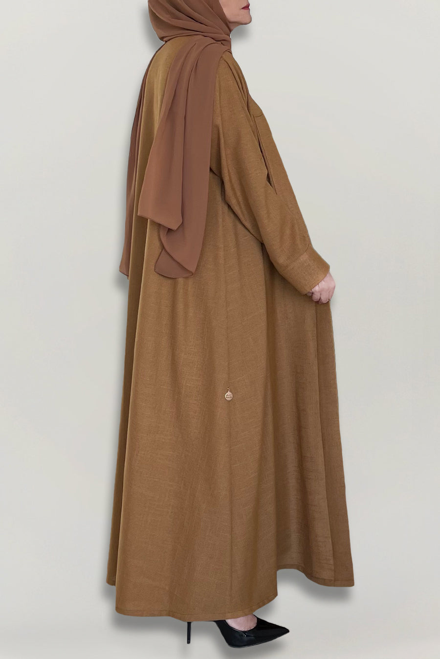 Classic Caramel Colored Linen Abaya