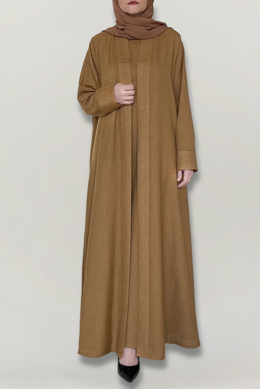 Classic Caramel Colored Linen Abaya