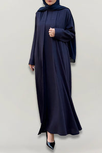 Classy Navy Blue Linen Abaya