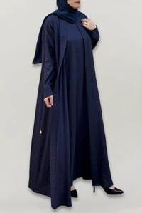 Classy Navy Blue Linen Abaya
