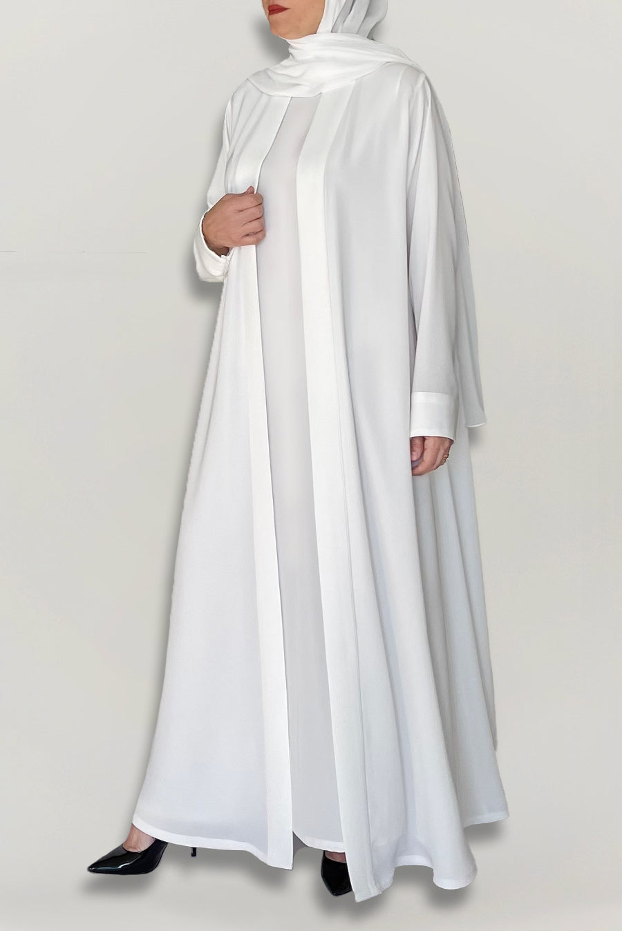Elegant Plain White Abaya
