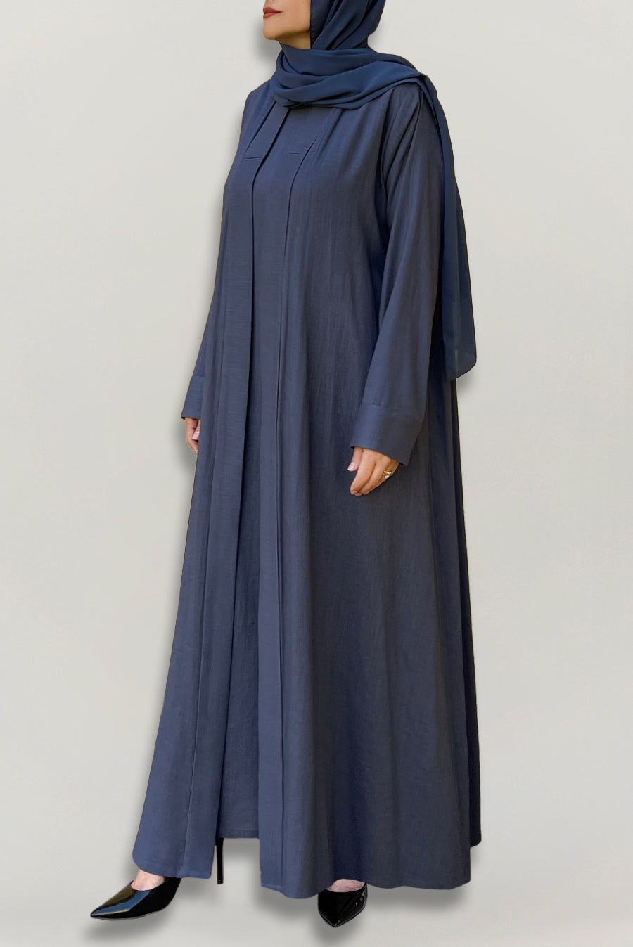 Chic Blue Linen Abaya
