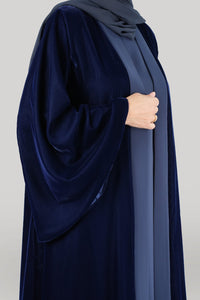 Luxurious Blue Velvet Winter Abaya