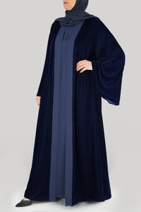 Luxurious Blue Velvet Winter Abaya