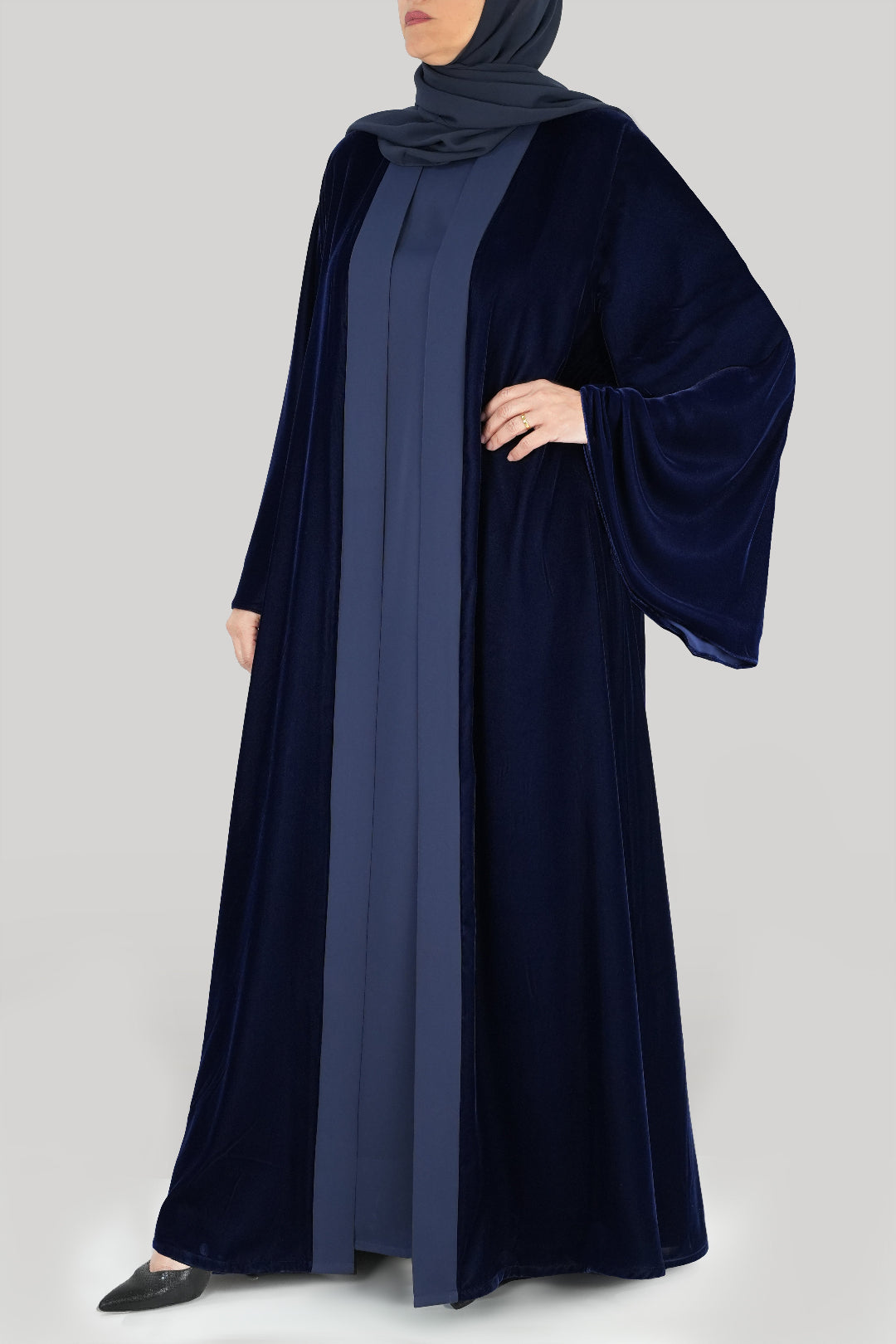 Luxurious Blue Velvet Winter Abaya