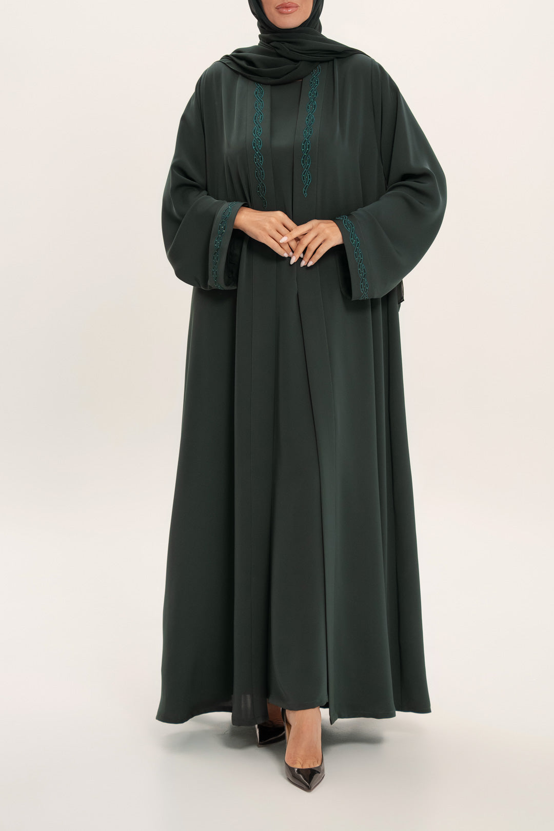 Luxury Royal Green Embroidered Abaya