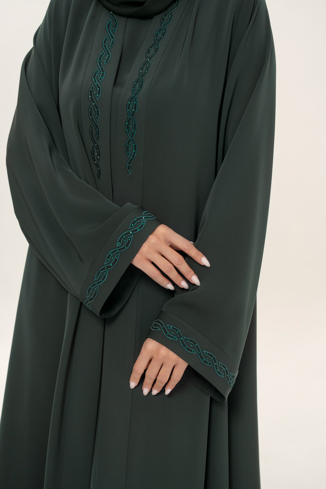 Luxury Royal Green Embroidered Abaya