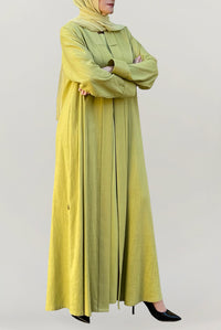 Flowy Lime Yellow Linen Abaya
