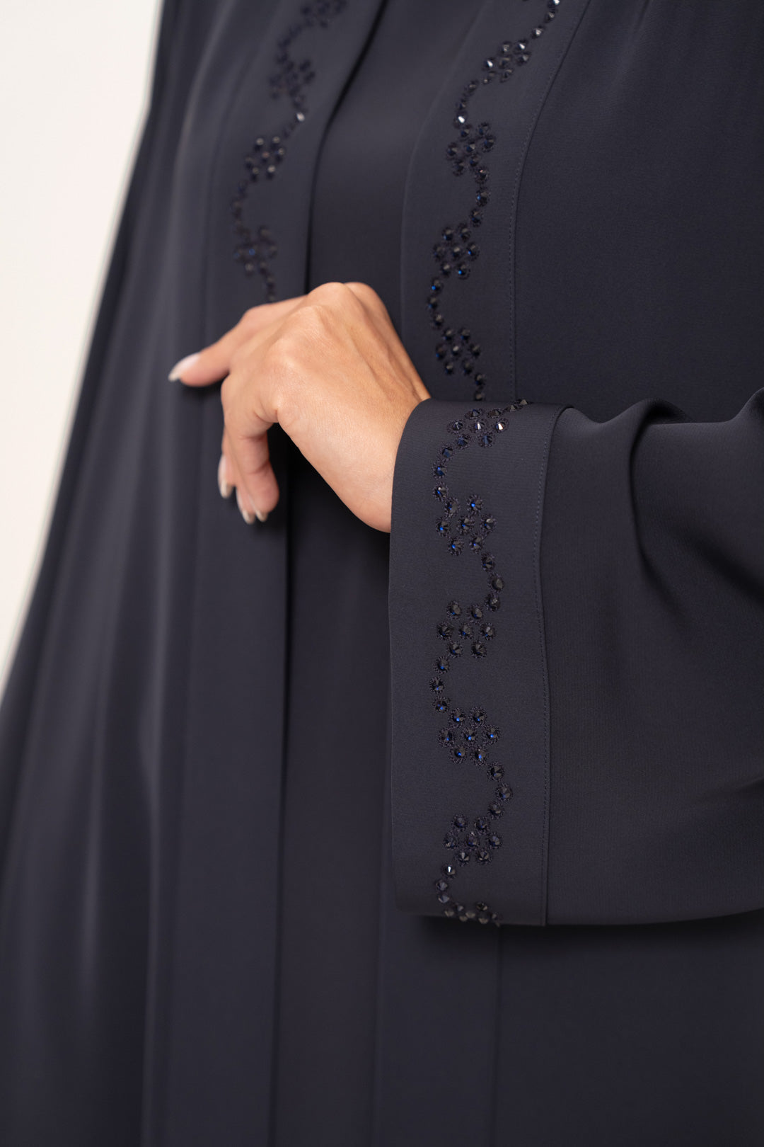 Stunning Navy Blue Embroidery Abaya