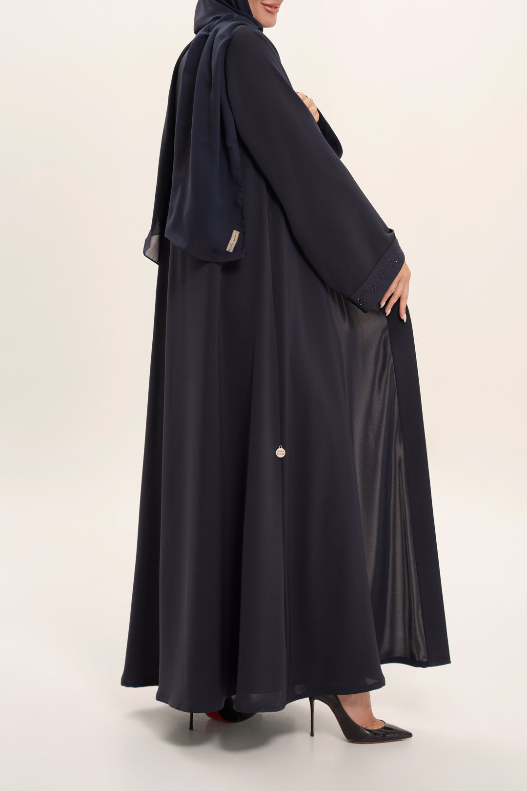 Stunning Navy Blue Embroidery Abaya