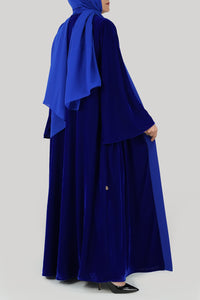 Thowby Sapphire Blue Velvet Winter Abaya