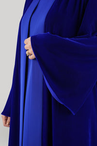 Thowby Sapphire Blue Velvet Winter Abaya