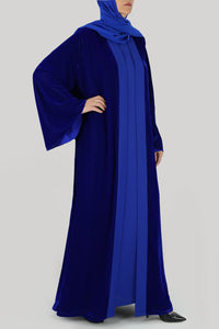 Thowby Sapphire Blue Velvet Winter Abaya