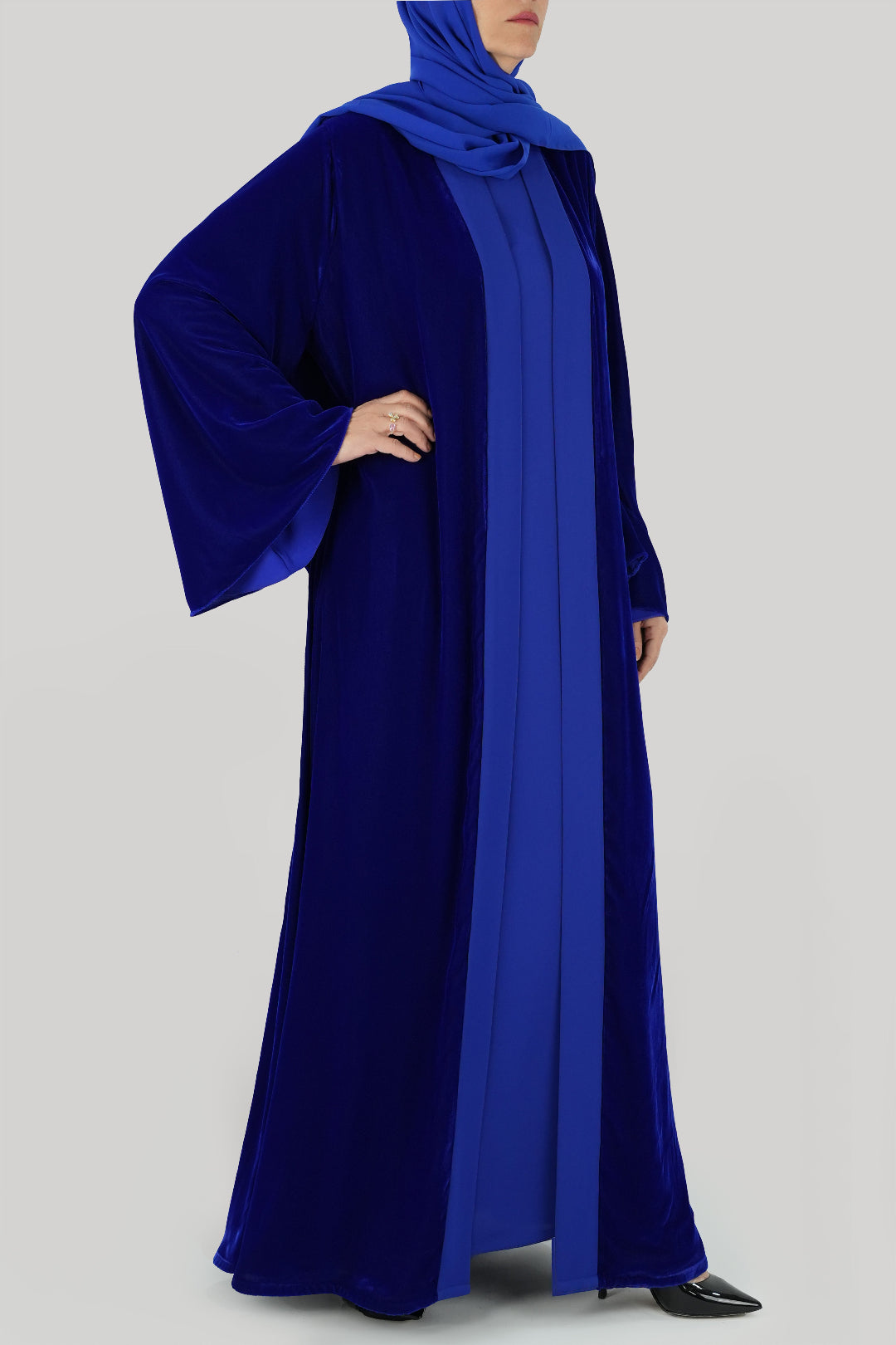 Sapphire Blue Velvet Winter Abaya Set