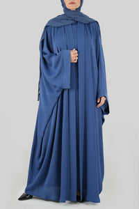 Crushed Blue Colored Bisht Abaya