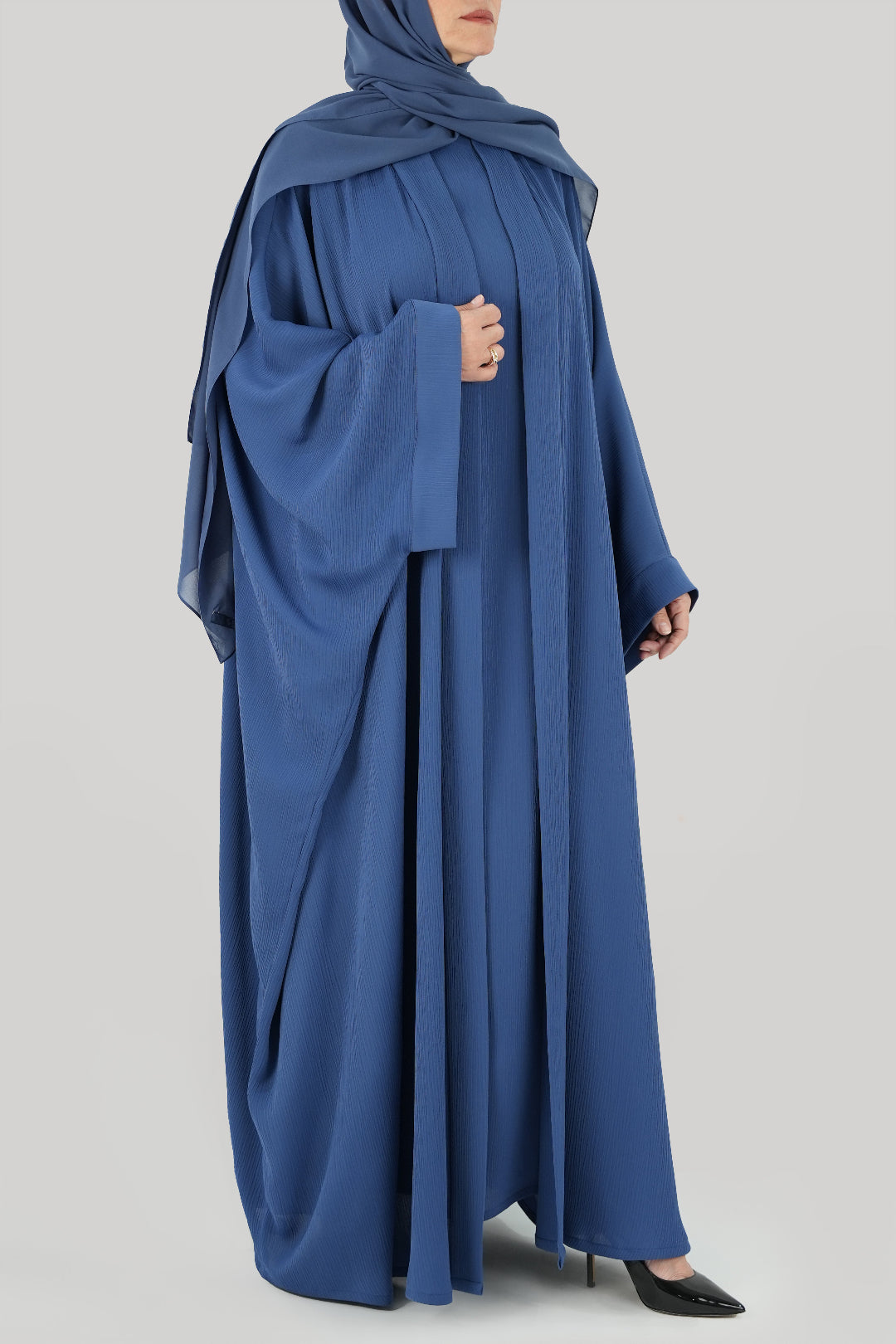 Crushed Blue Colored Bisht Abaya