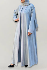Elegant Light Blue Linen Abaya
