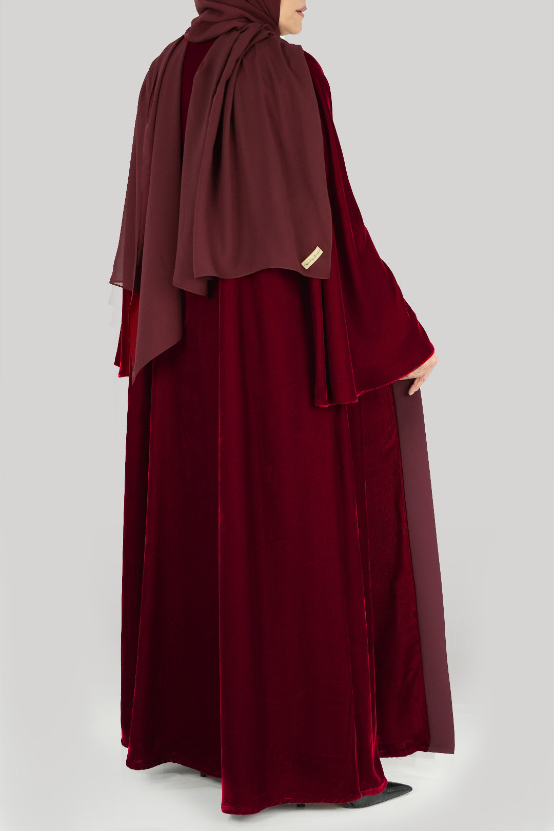 Premium Burgundy Velvet Winter Abaya