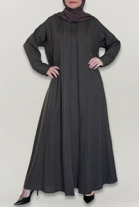 Charcoal Brown Colored Linen Abaya