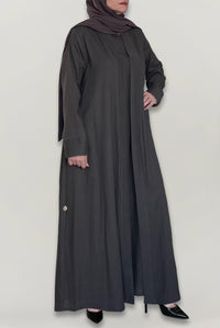 Charcoal Brown Colored Linen Abaya