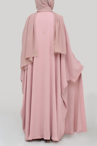 Wrinkled Bisht Pink Colored Abaya