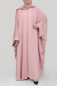Wrinkled Bisht Pink Colored Abaya Set