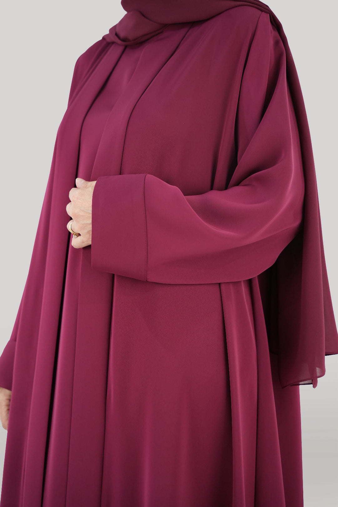 Flowy Plain Fuchsia Colored Abaya