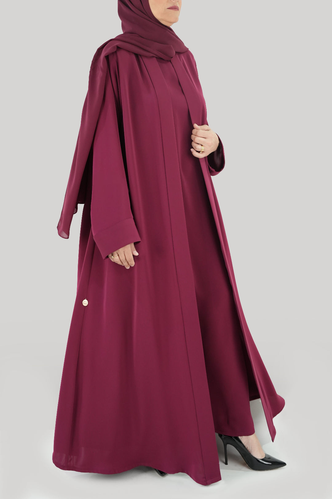 Flowy Plain Fuchsia Colored Abaya Set