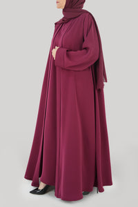 Flowy Plain Fuchsia Colored Abaya