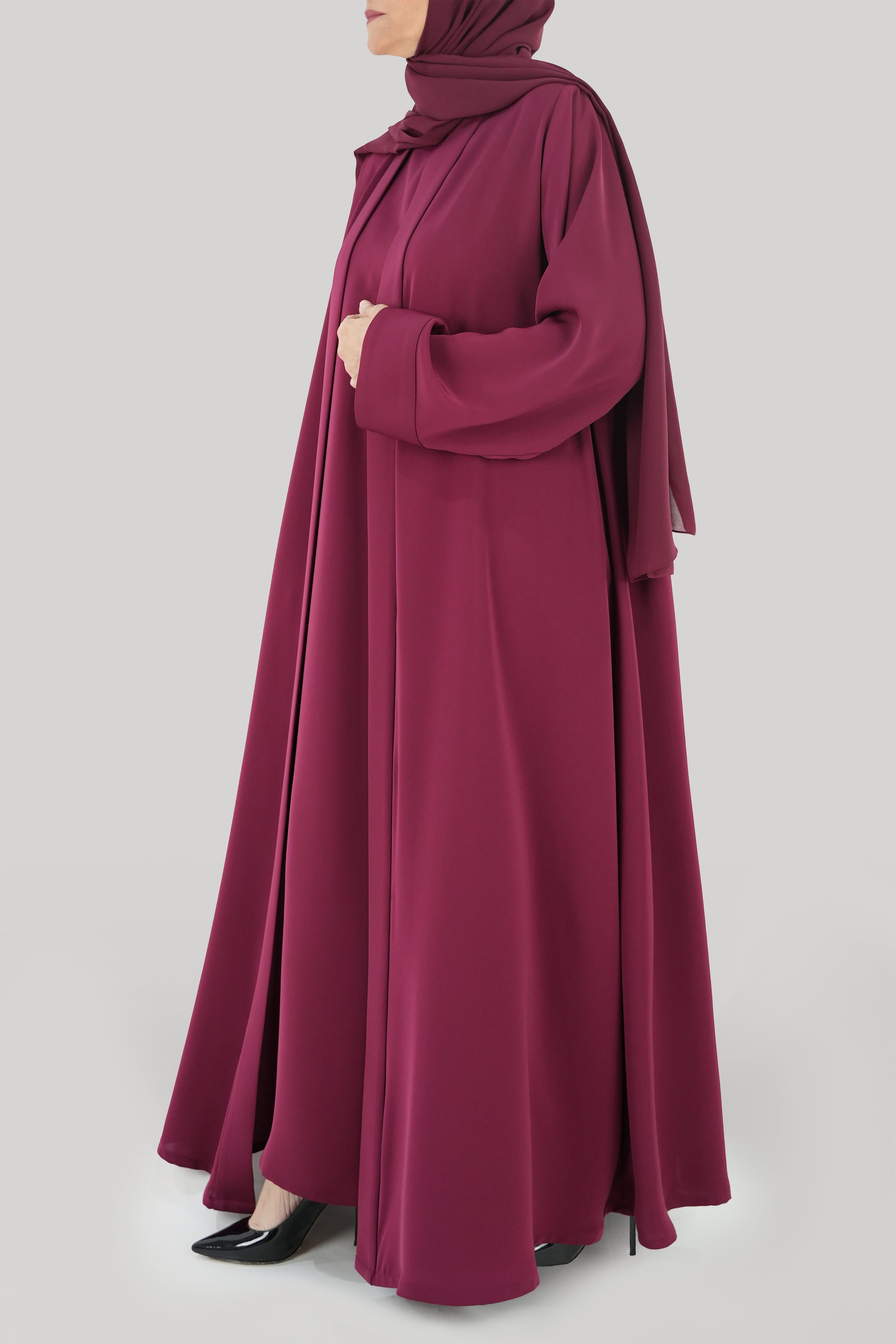 Flowy Plain Fuchsia Colored Abaya