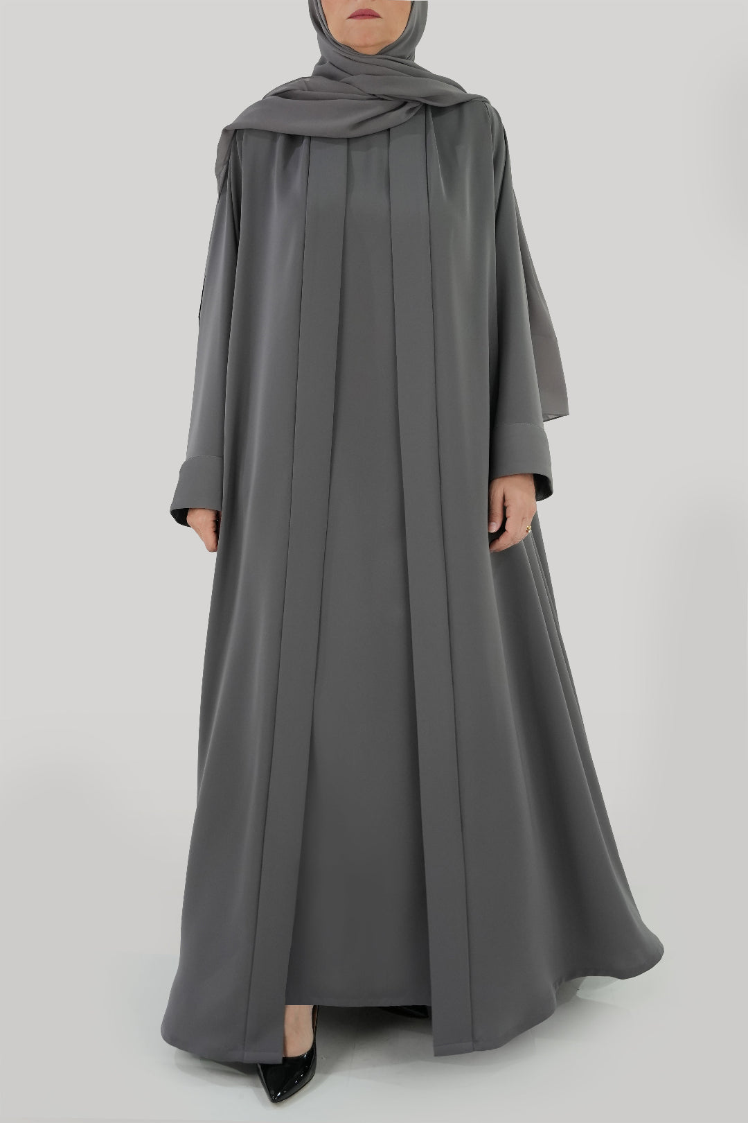 Flowy Plain Grey Colored Abaya