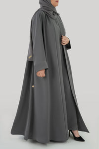 A Flowy Plain Grey Colored Abaya