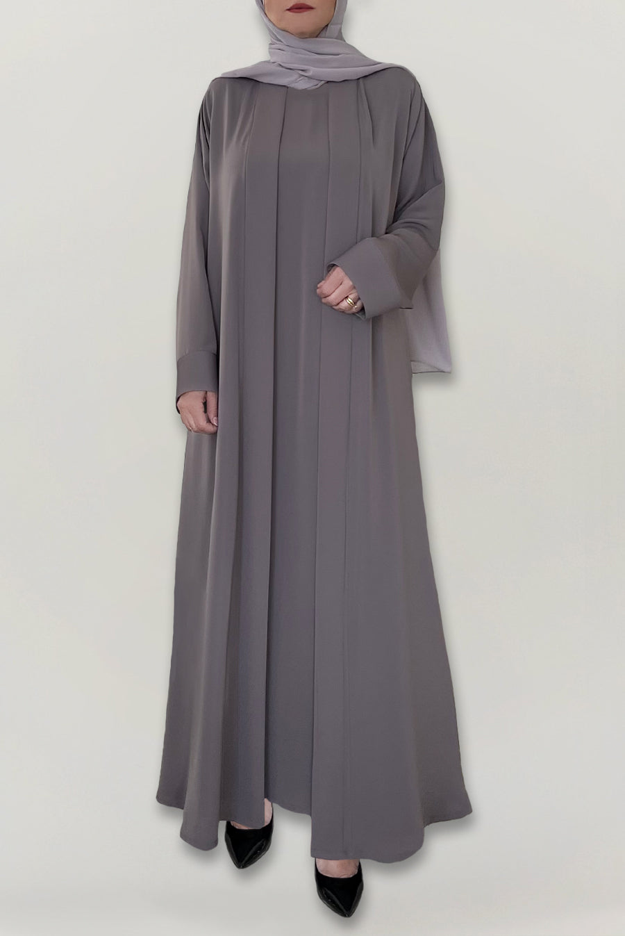 Flowy Plain Grey Colored Abaya