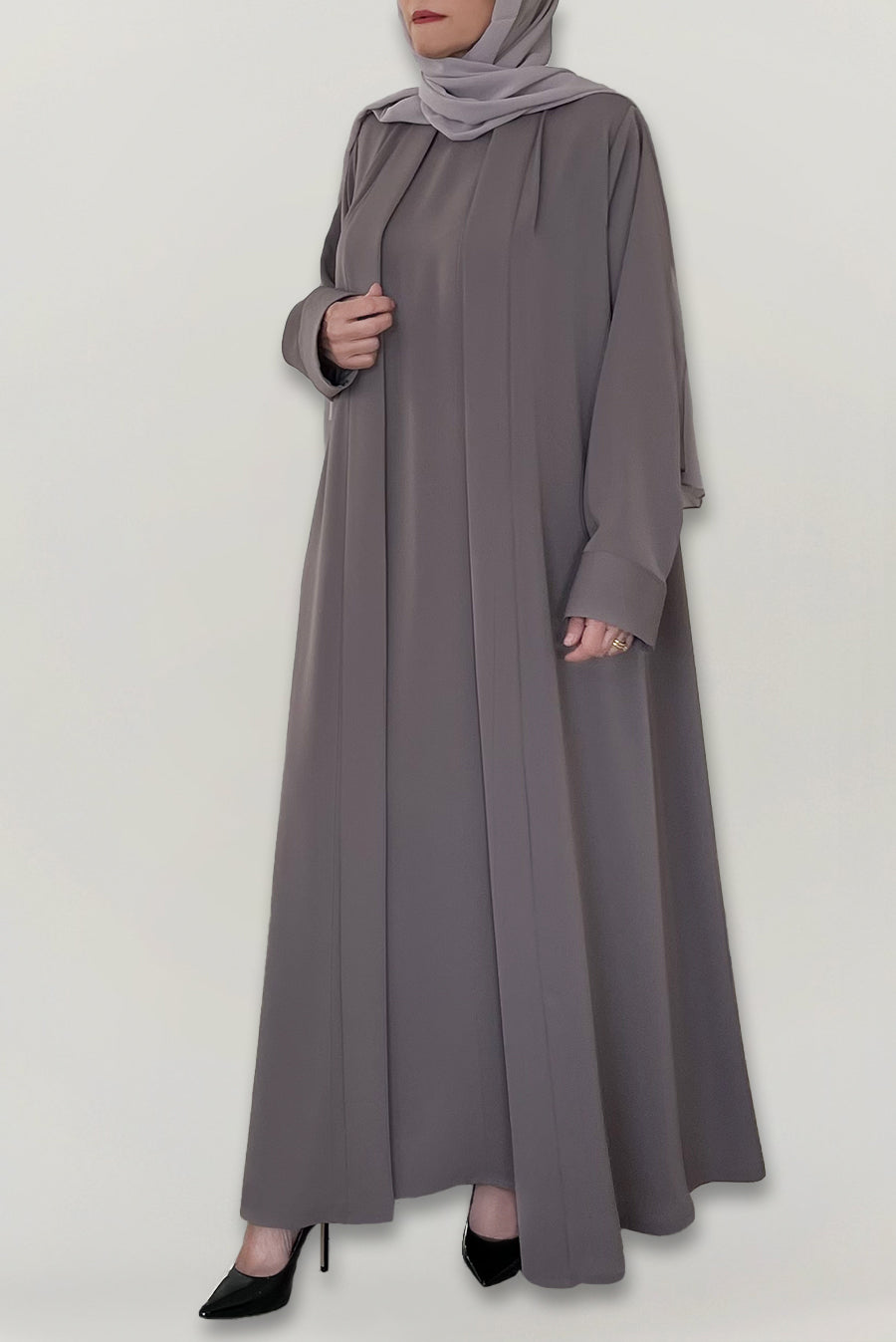 Flowy Plain Grey Colored Abaya