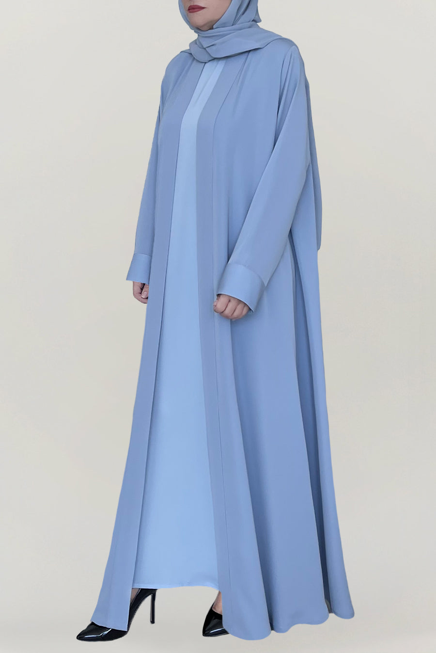 Chic Baby Blue Colored Abaya Set